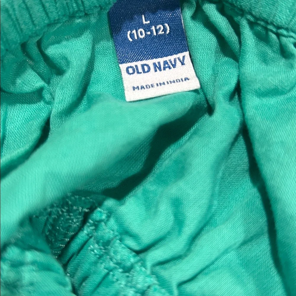 Old Navy 100% cotton halter spaghetti strap Ruffle hem Dress size L (10-12) teal